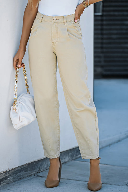 Solid High Waist Casual Pants